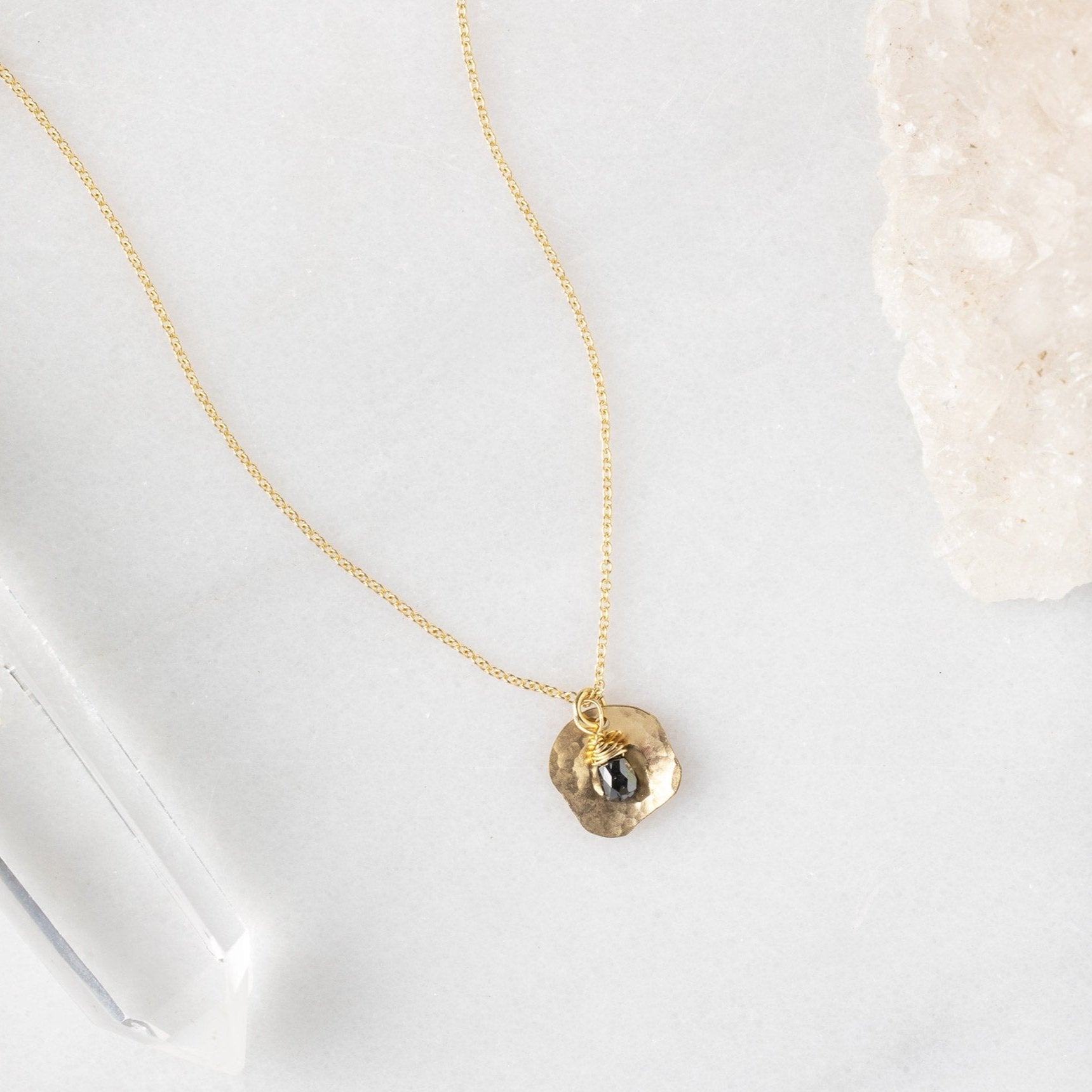 The Black Diamond Petal Necklace | Yellow Gold Filled