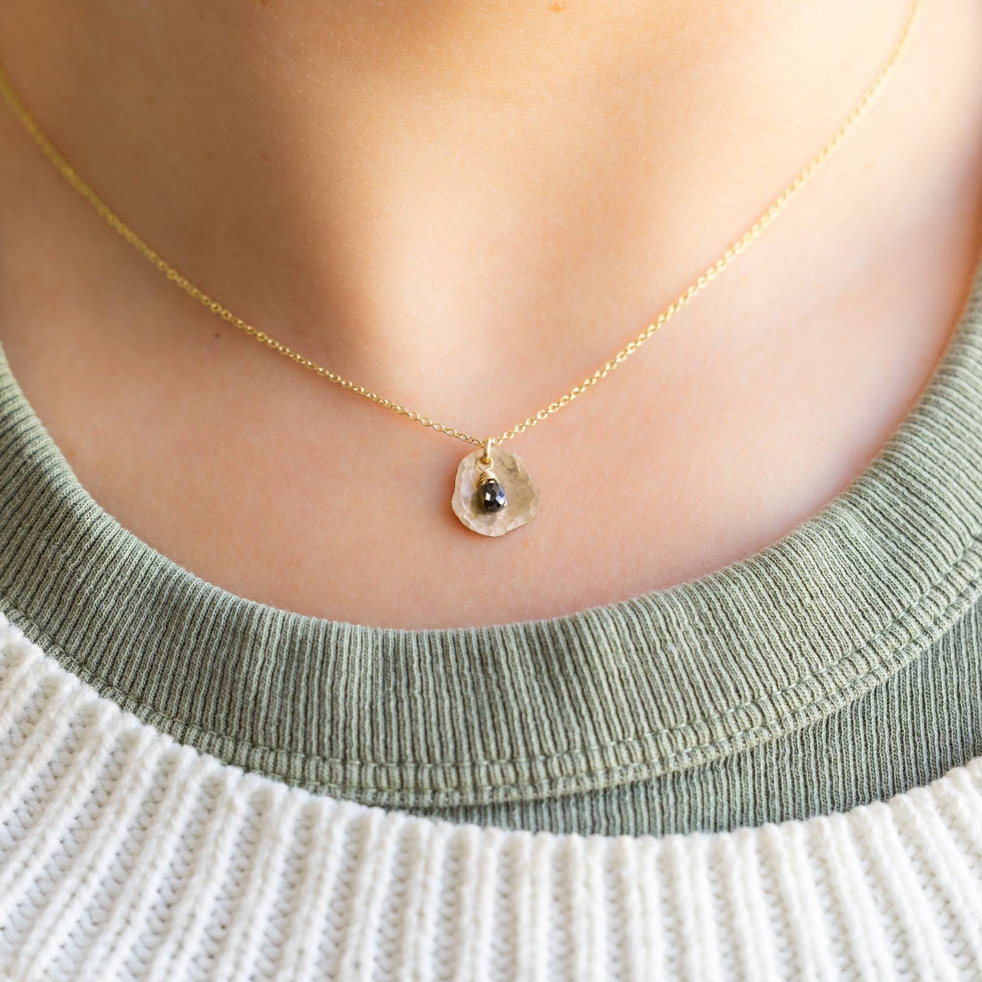 The Black Diamond Petal Necklace | Yellow Gold Filled