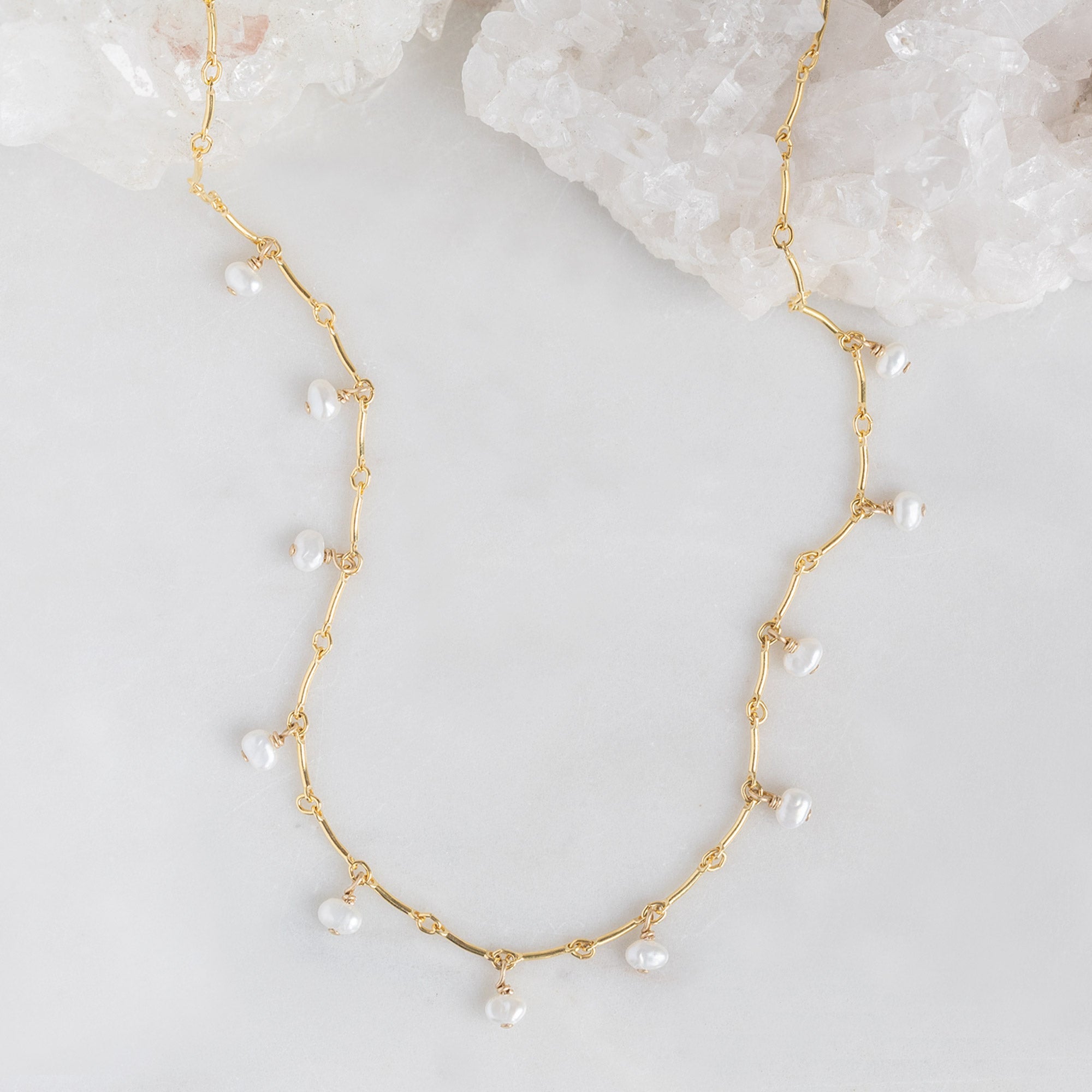 The Pearl Party Station Necklace | Yellow Gold Filled