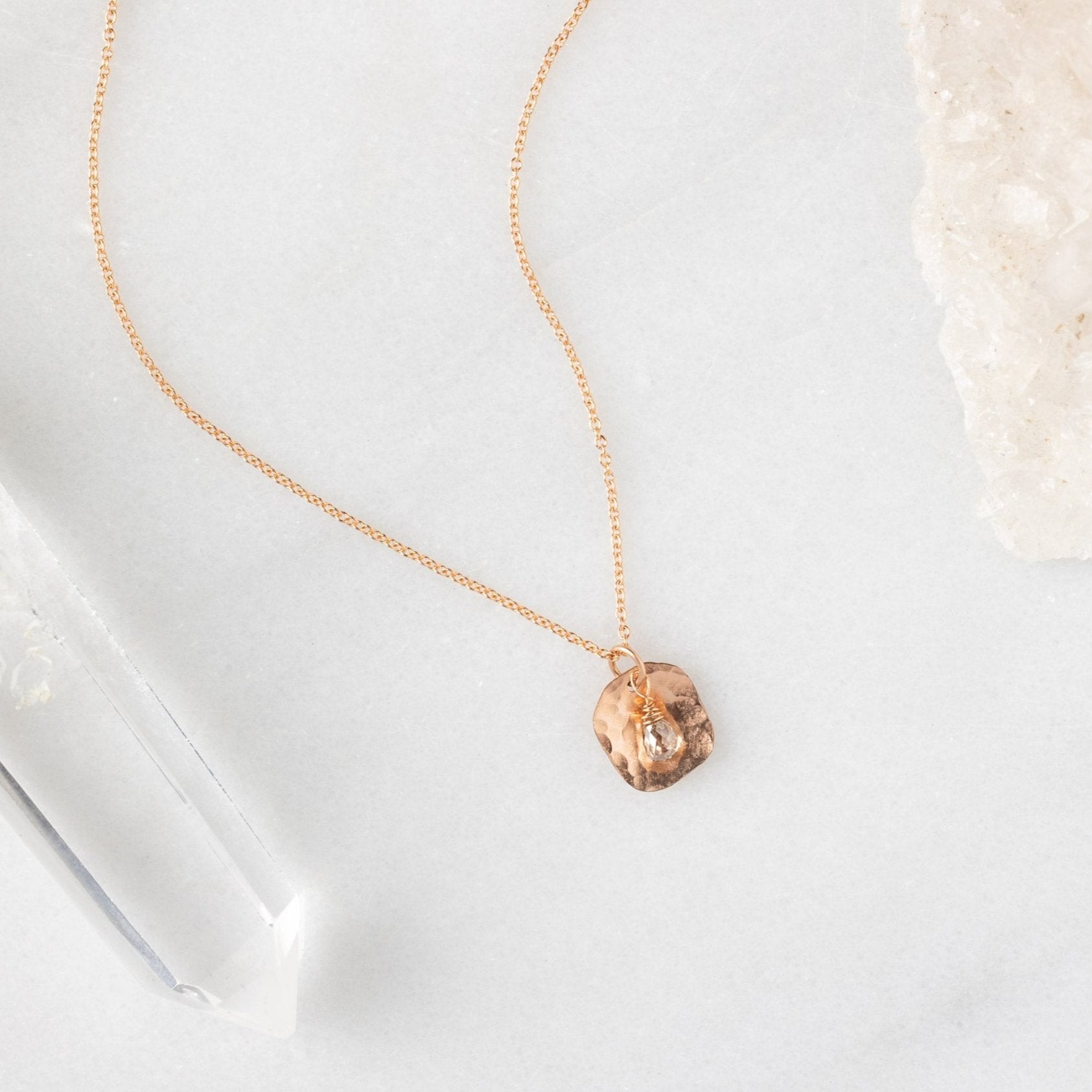 The Champagne Diamond Petal Necklace | Rose Gold Filled