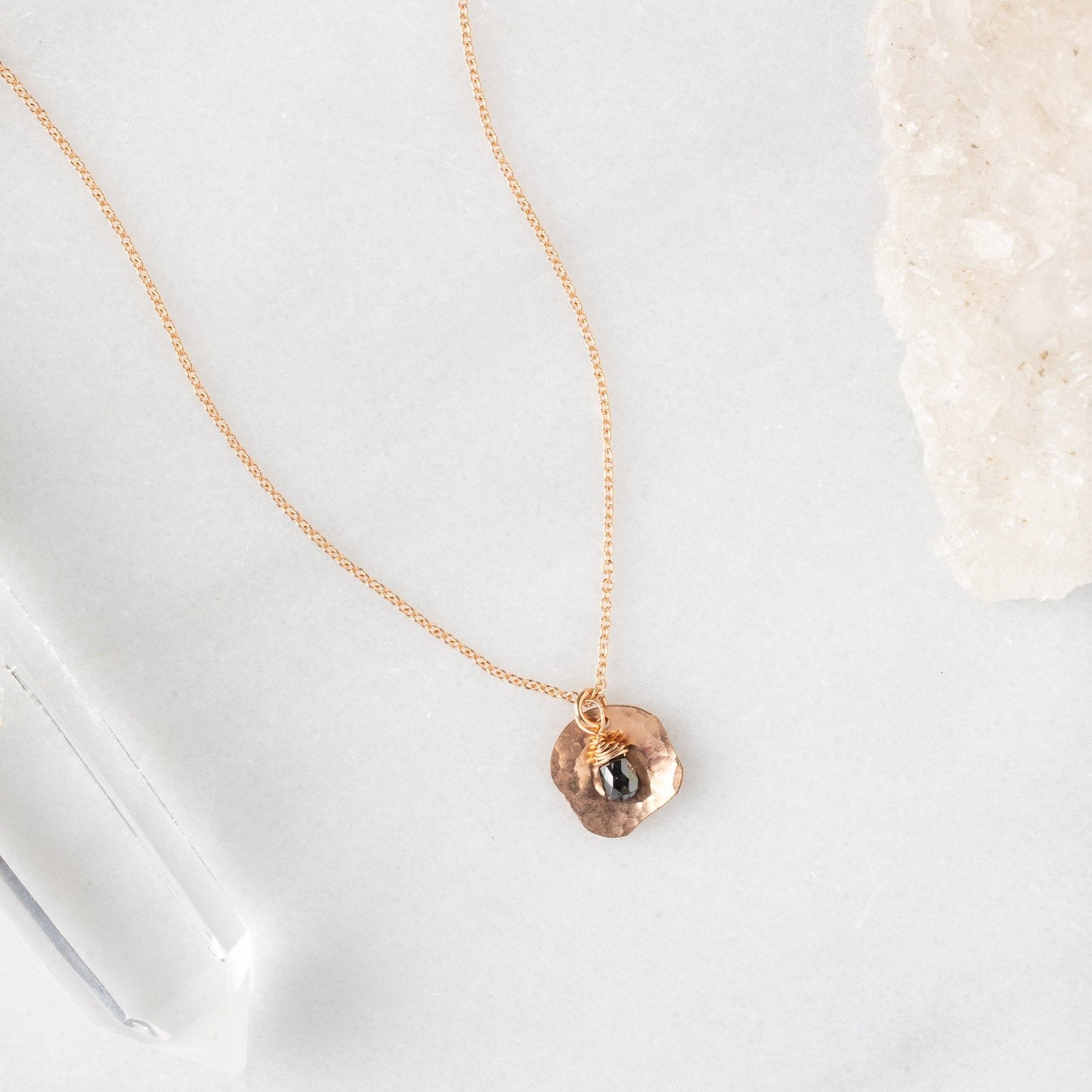 The Black Diamond Petal Necklace | Rose Gold Filled