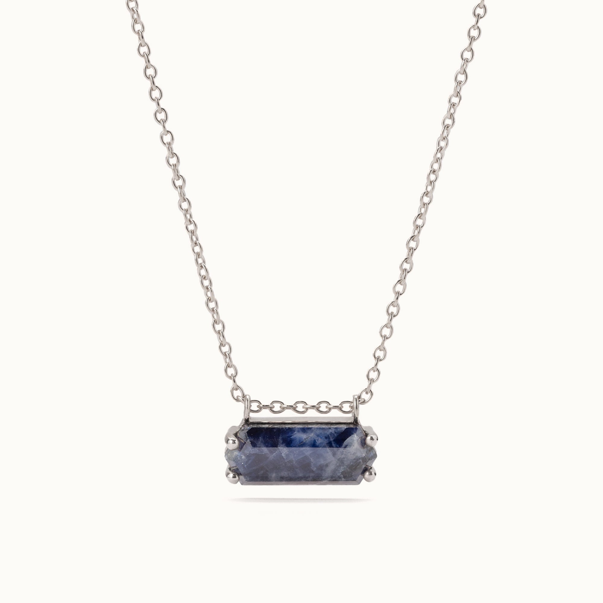 The Raw Sapphire Hexagon Necklace | Sterling Silver