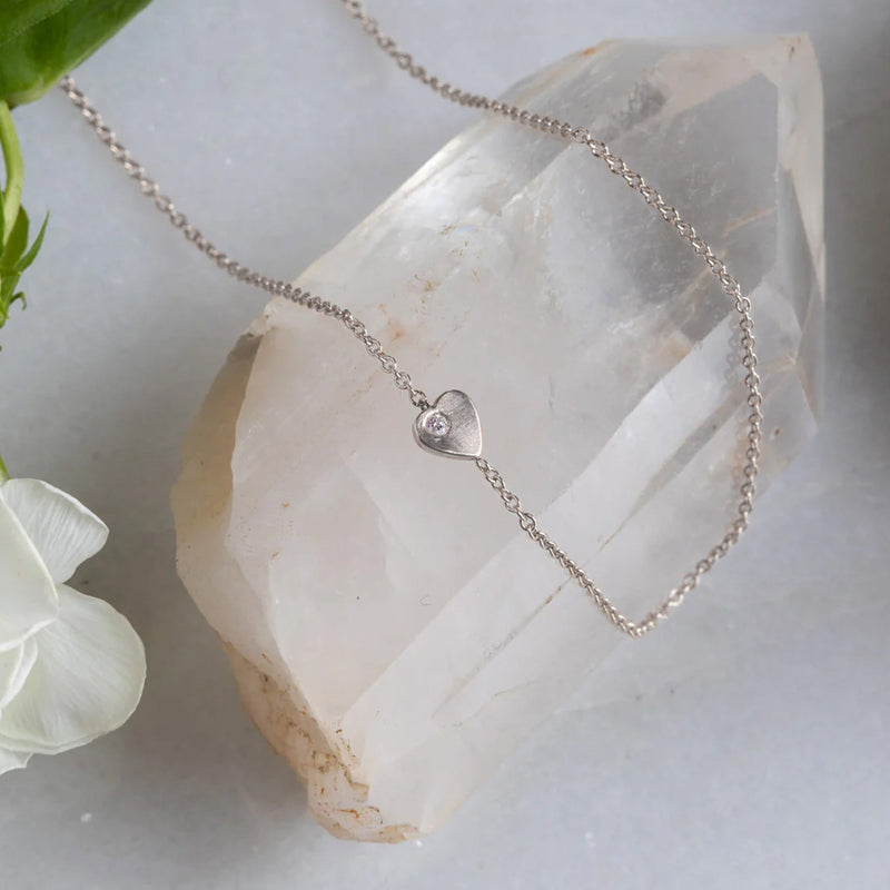 The Sweetheart White Diamond Necklace | Sterling Silver