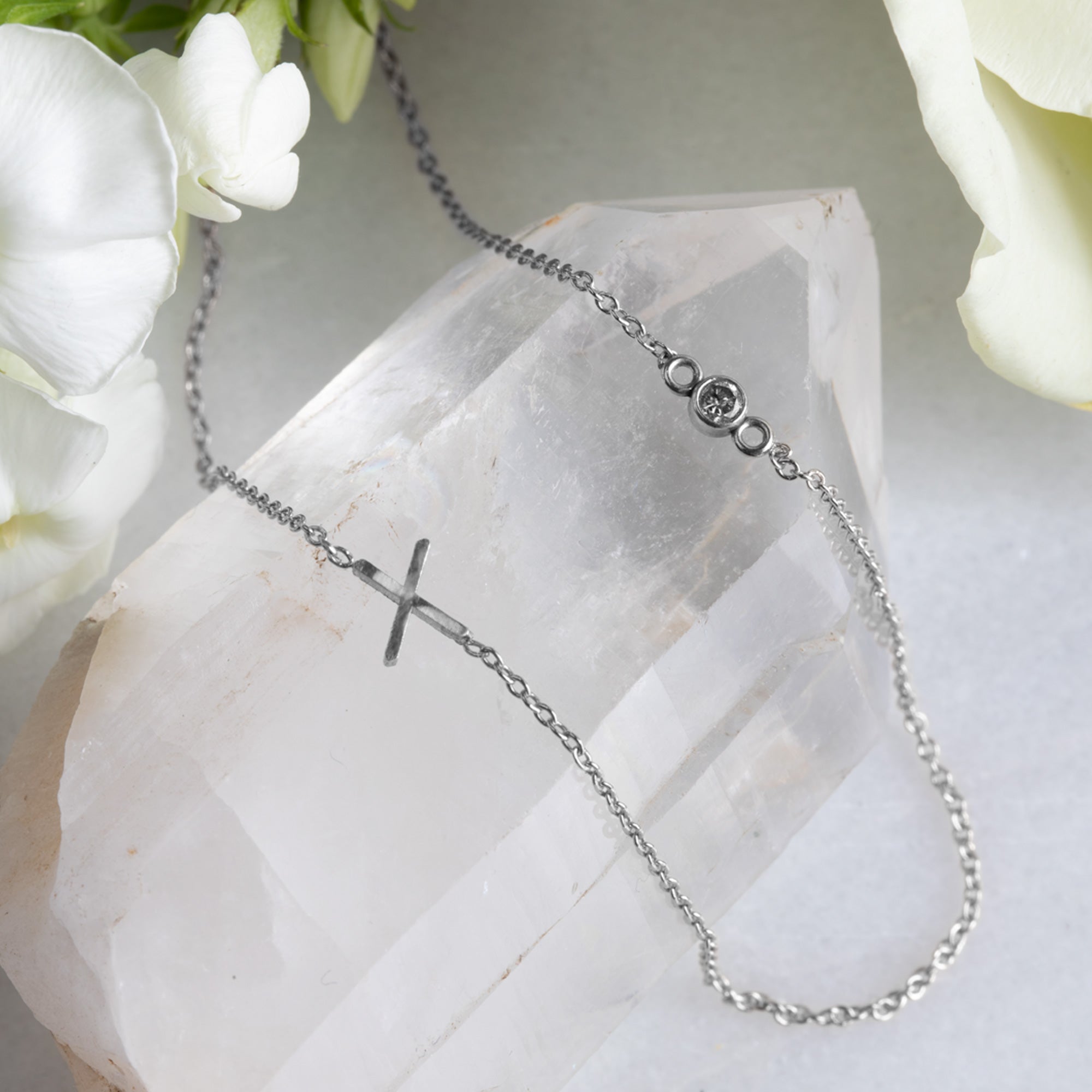 The XO' Salt and Pepper Diamond Necklace | Sterling Silver