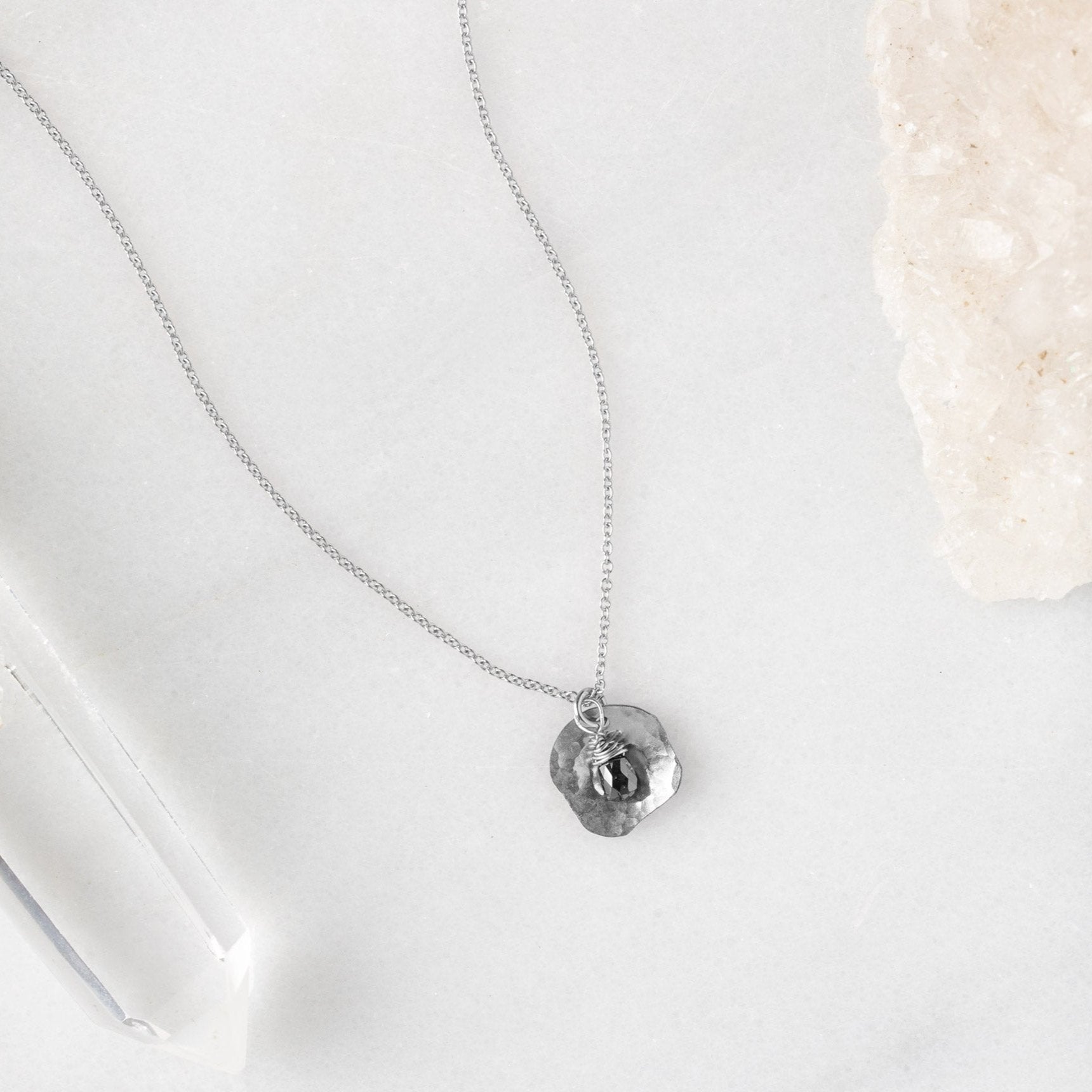 The Black Diamond Petal Necklace | Sterling Silver