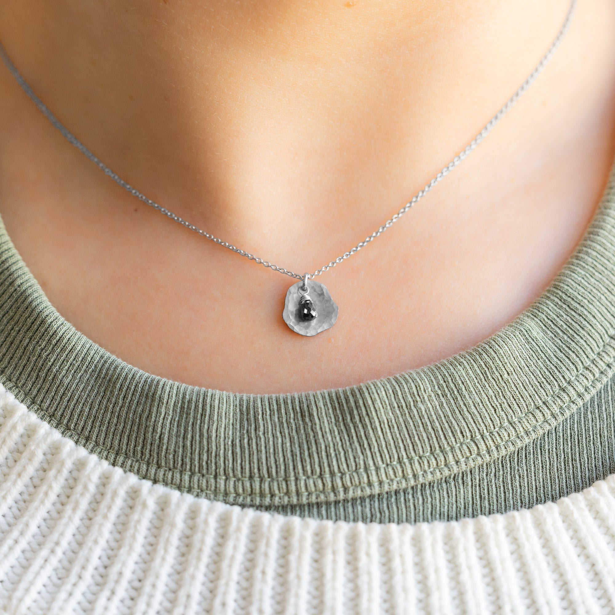 The Black Diamond Petal Necklace | Sterling Silver