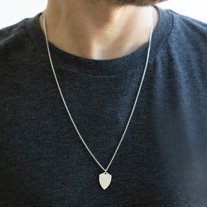 The Personalized Shield Pendant Necklace | Sterling Silver