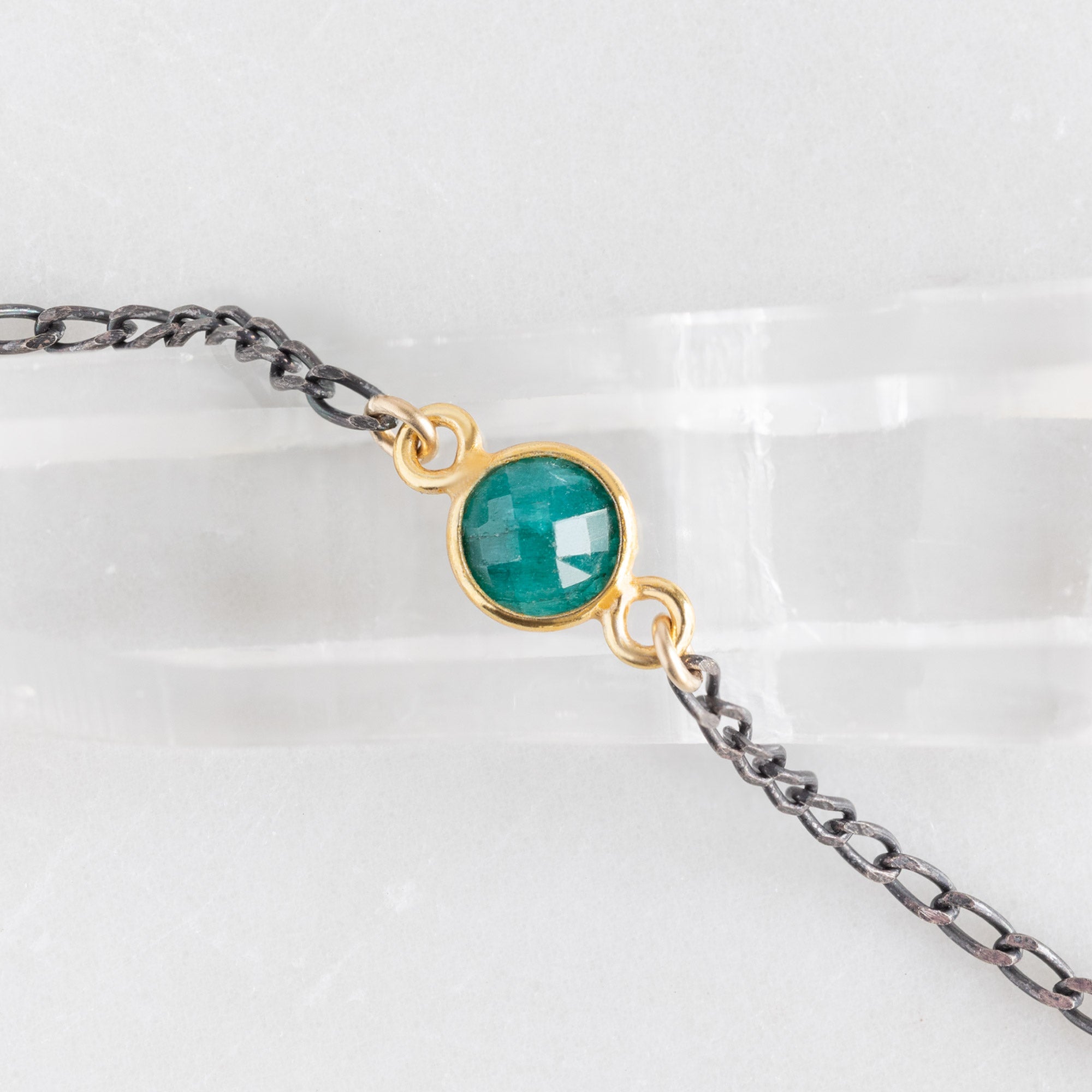 The Asymmetrical Emerald Necklace | Sterling Silver