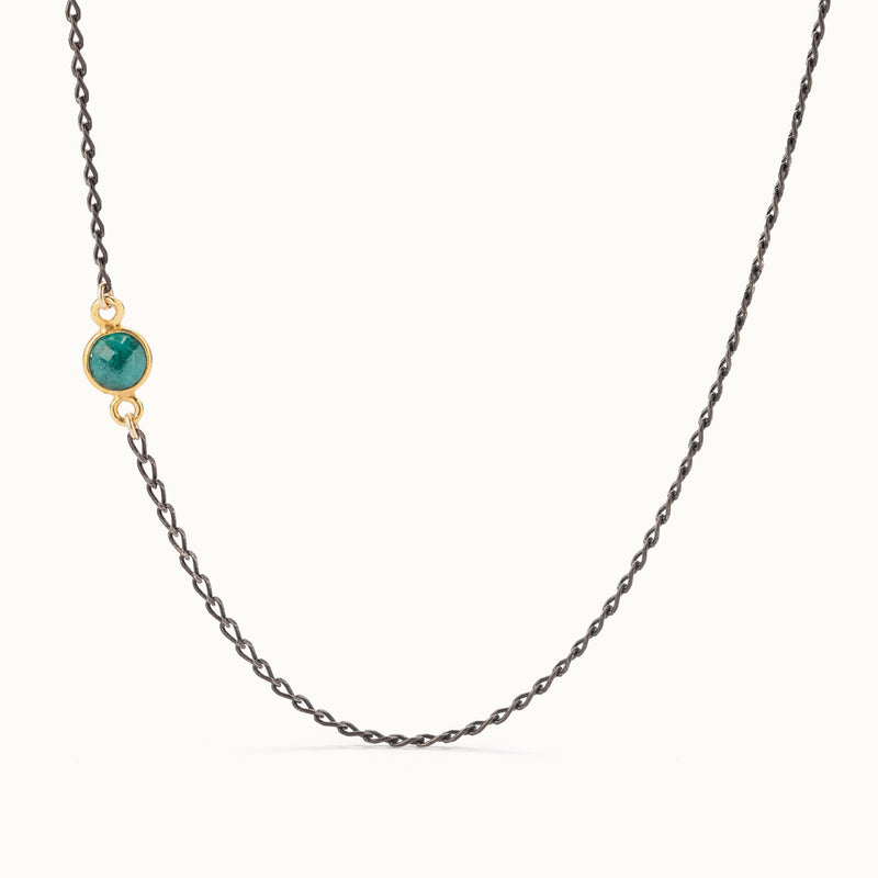 The Asymmetrical Emerald Necklace | Sterling Silver