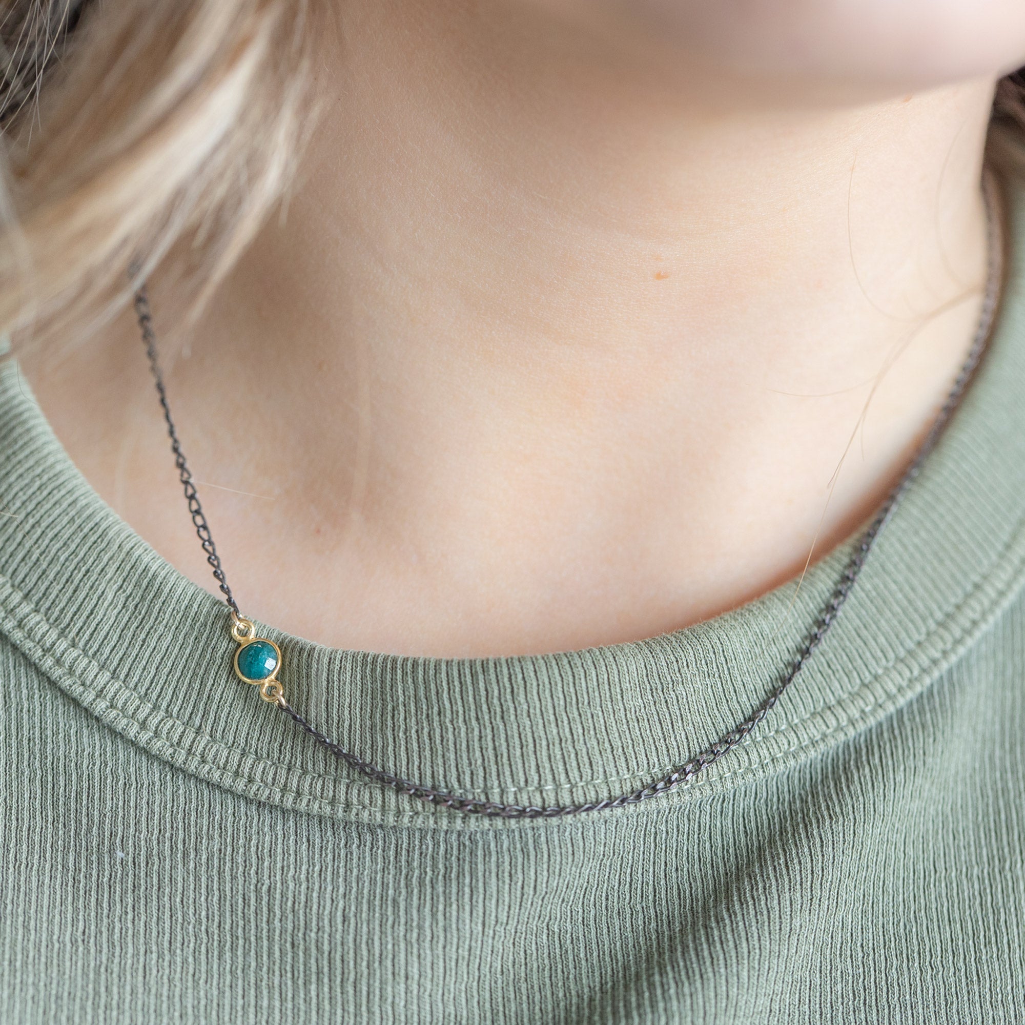 The Asymmetrical Emerald Necklace | Sterling Silver