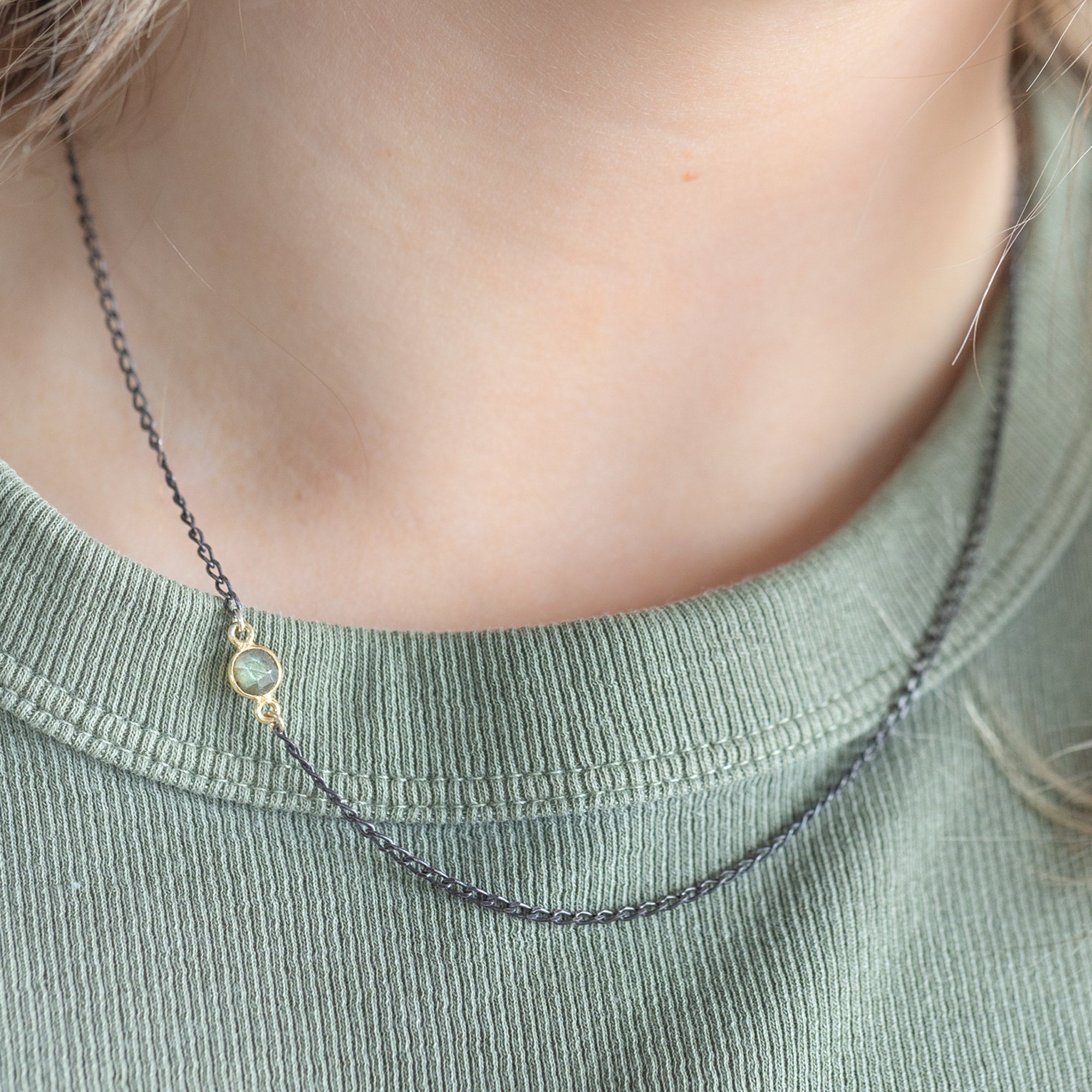 The Asymmetrical Labradorite Necklace | Sterling Silver