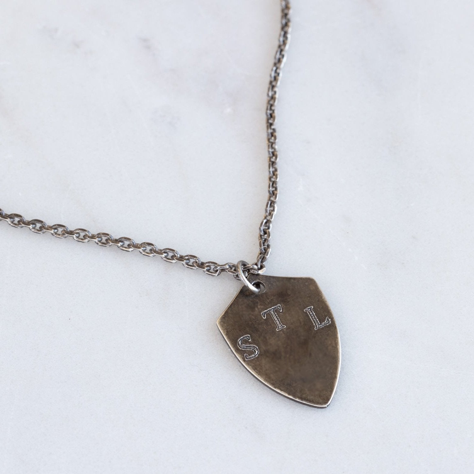 The Personalized Shield Pendant Necklace | Sterling Silver