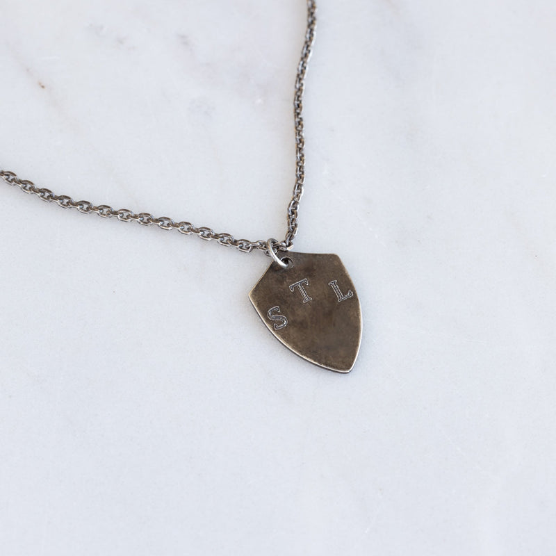 The Personalized Shield Pendant Necklace | Sterling Silver