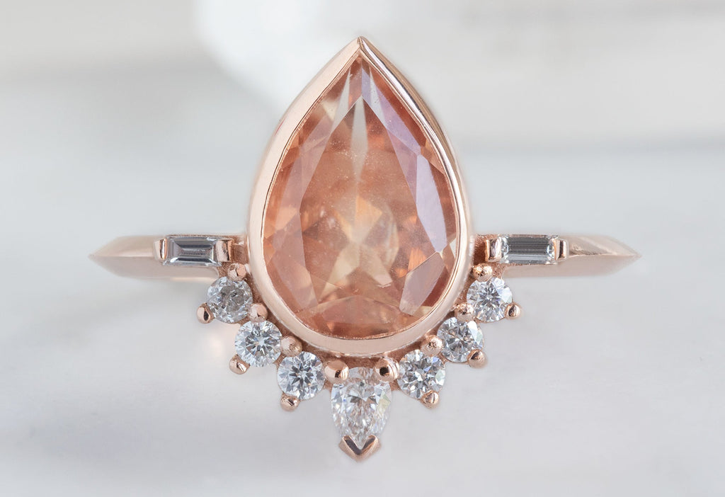 Alexis Russell Engagement Rings The Posy Ring with a 1.75ct Pear-Cut Sunstone