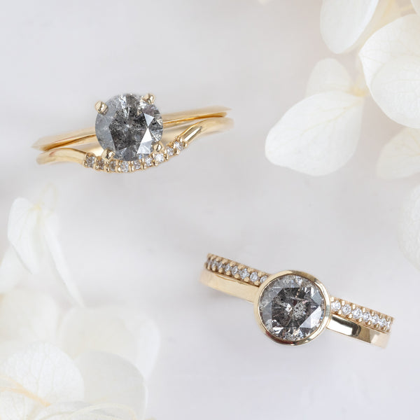 Design Your Own Custom | Round Salt and Pepper Diamond Engagement Ring