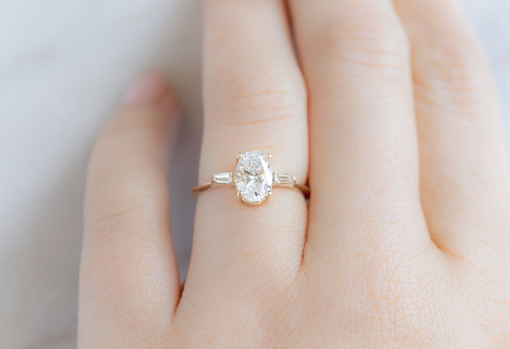 The Ash Ring with a 1.09ct Oval-Cut Lab Grown Diamond on Model