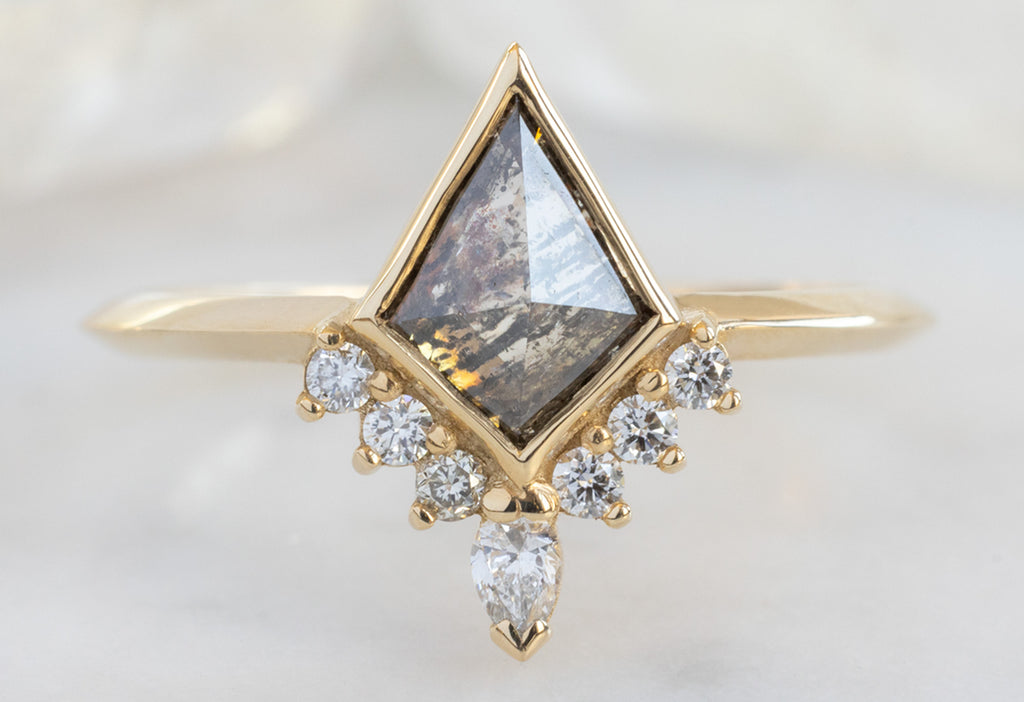 The Aster Ring with a Kite-Shaped Salt and Pepper Diamond