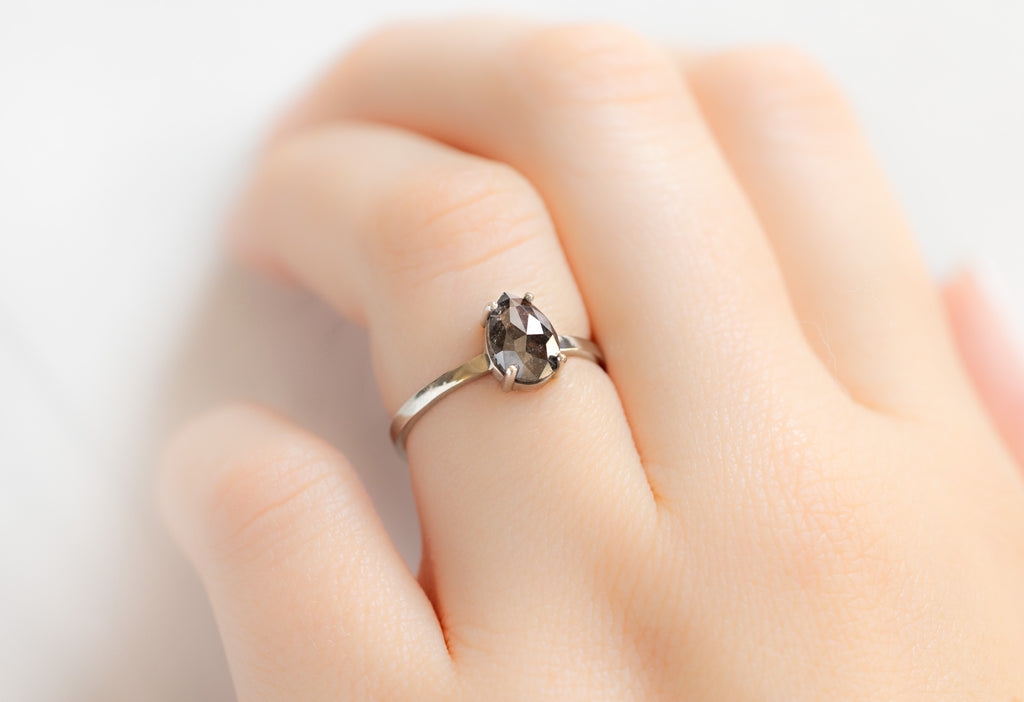 The Bryn Ring with a Rose-Cut Black Diamond on Model