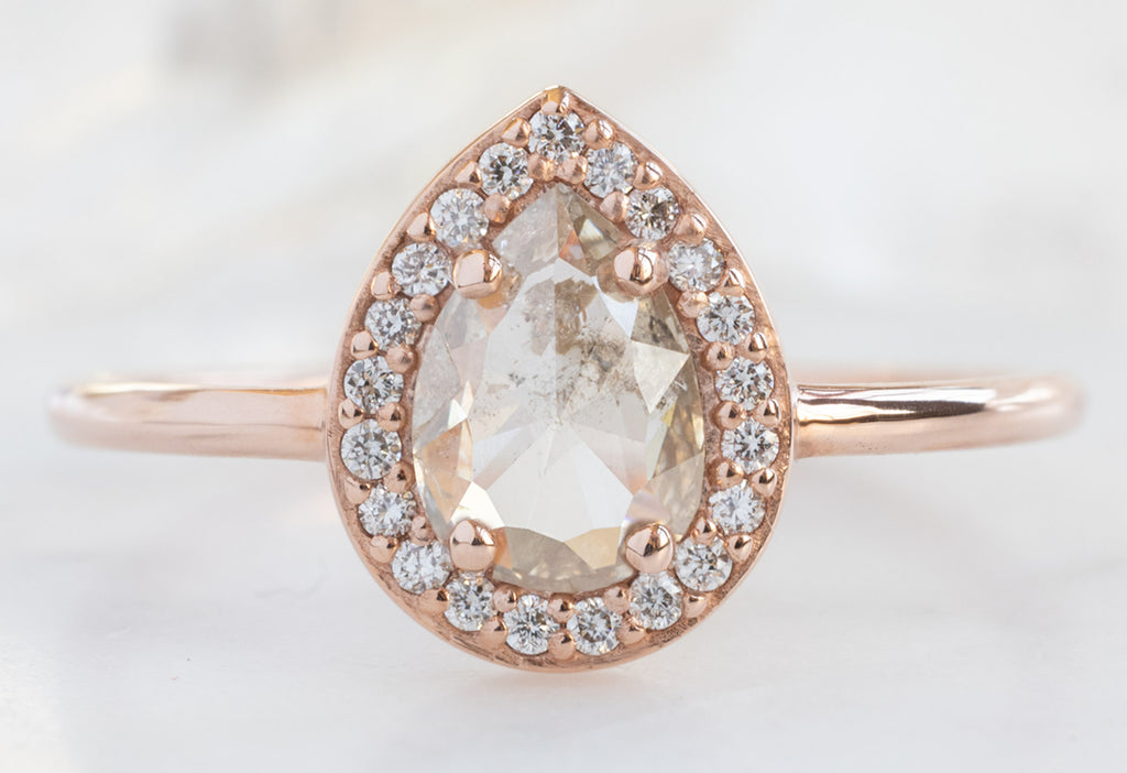 The Dahlia Ring with a Rose-Cut Champagne Diamond