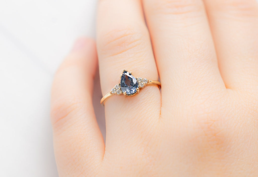 The Ivy Ring with a 1.12ct Pear-Cut Sapphire on Model
