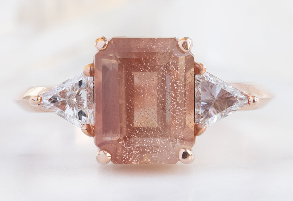 The Jade Ring with an Emerald-Cut Sunstone