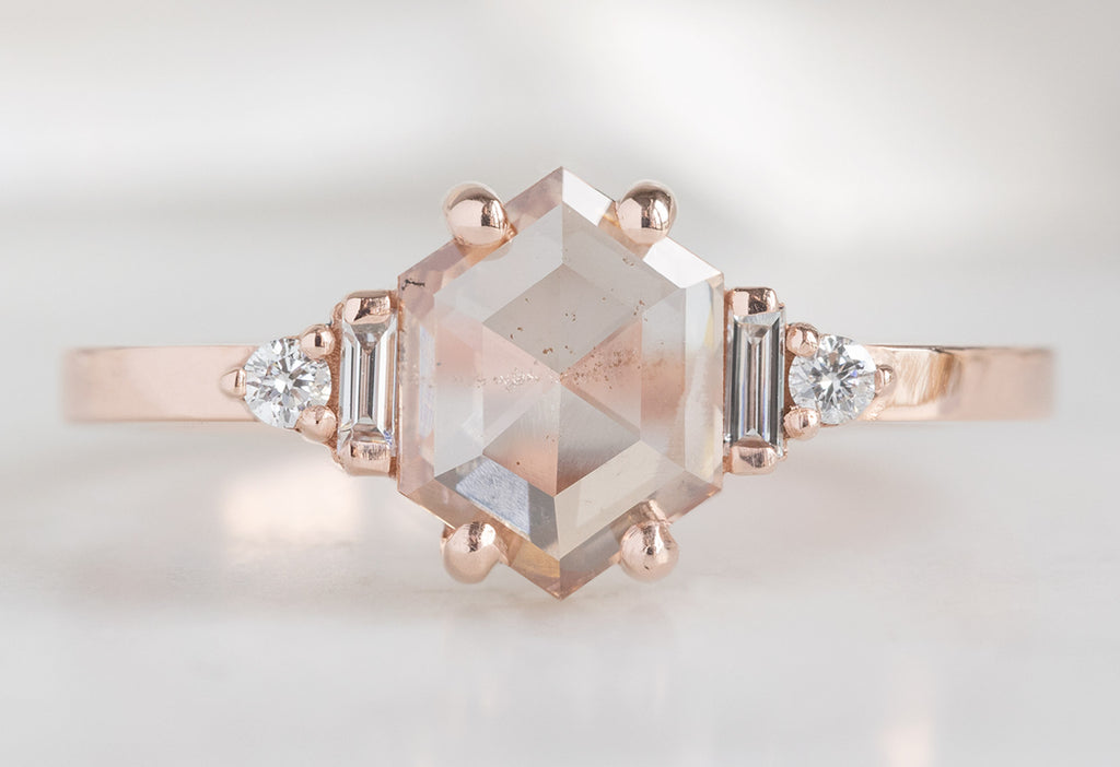 The Primrose Ring with a .81ct Lab Grown Pink Hexagon Diamond