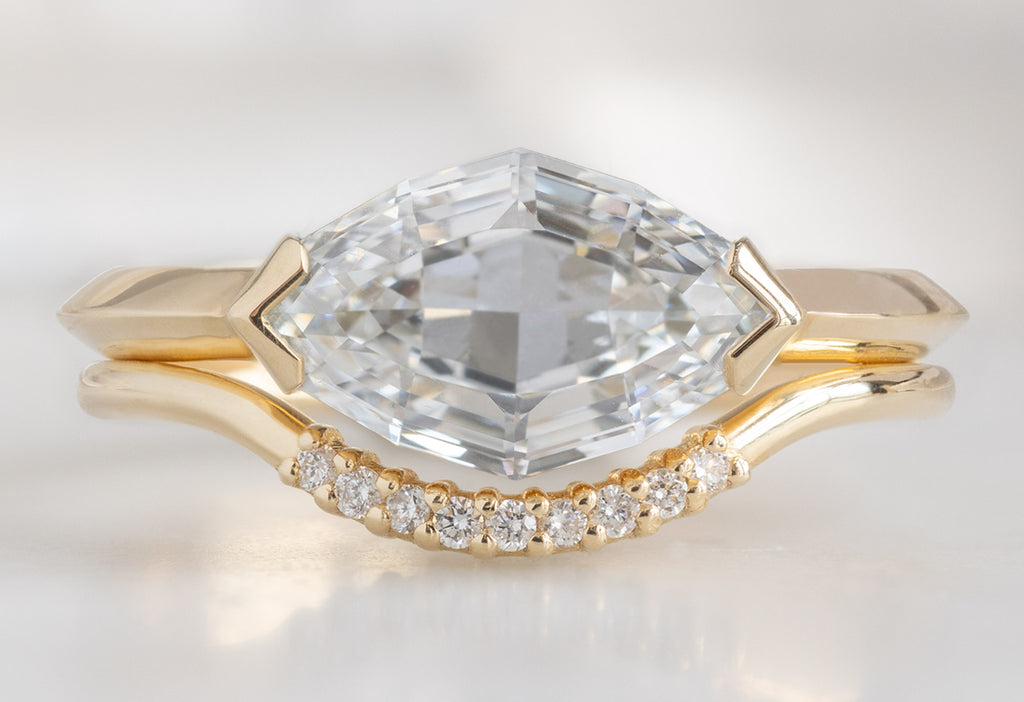 The Sage Ring with a 2.01ct Artisan-Cut Lab Grown Diamond with Pavé Diamond Arc Stacking Band