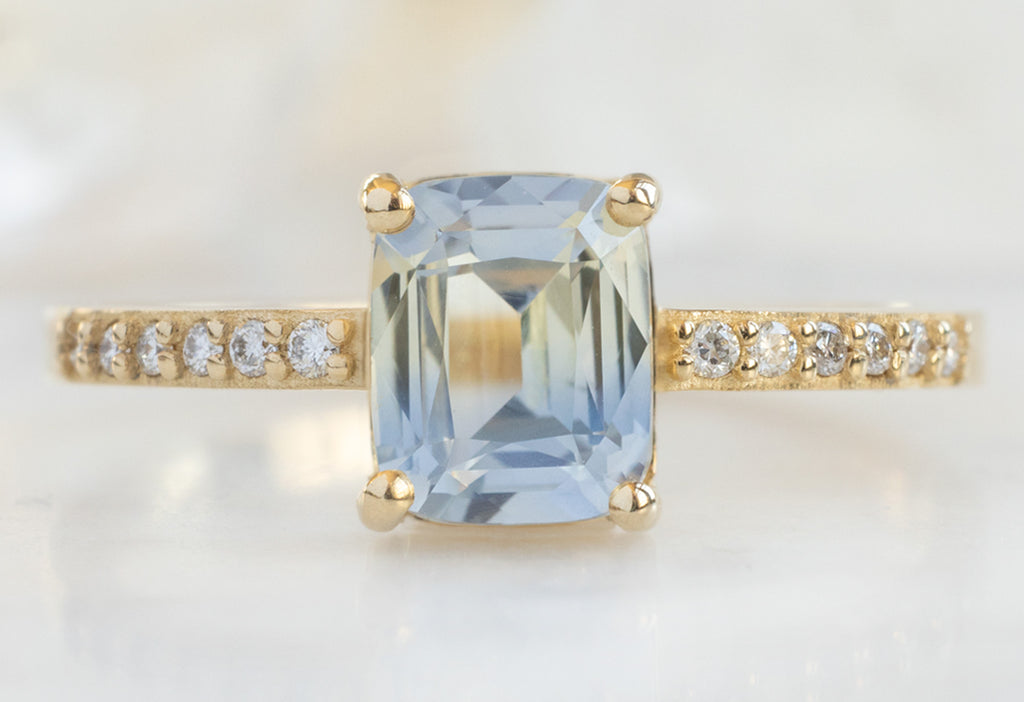 The Willow Ring with a 1.53ct Cushion-Cut Parti Sapphire