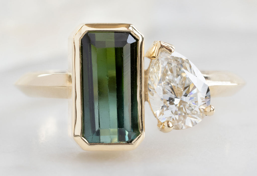 The You & Me Ring with a Bicolor Tourmaline + White Diamond