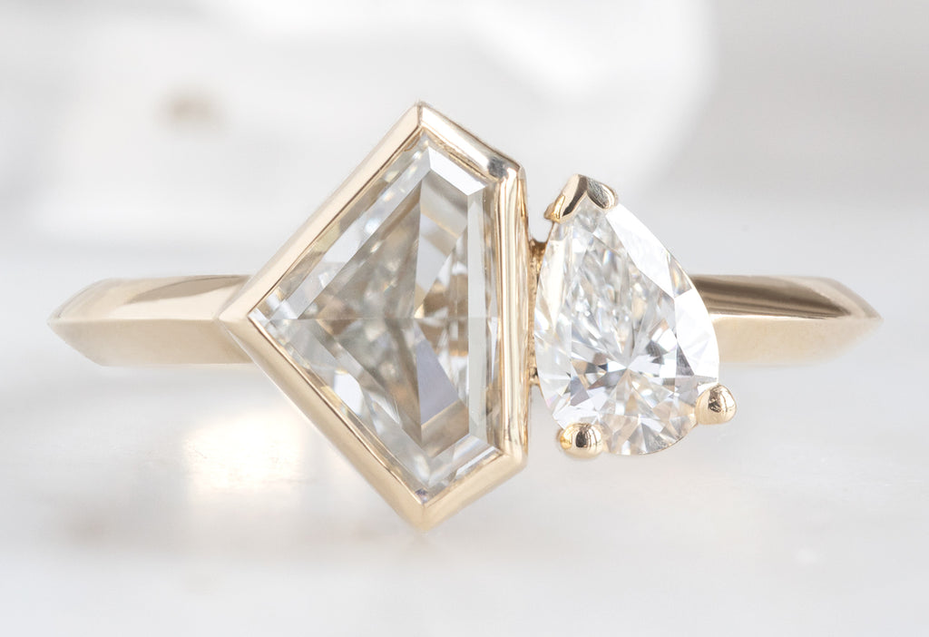 The You & Me Ring with a 1.36ct Lab Grown Shield-Cut + White Diamond