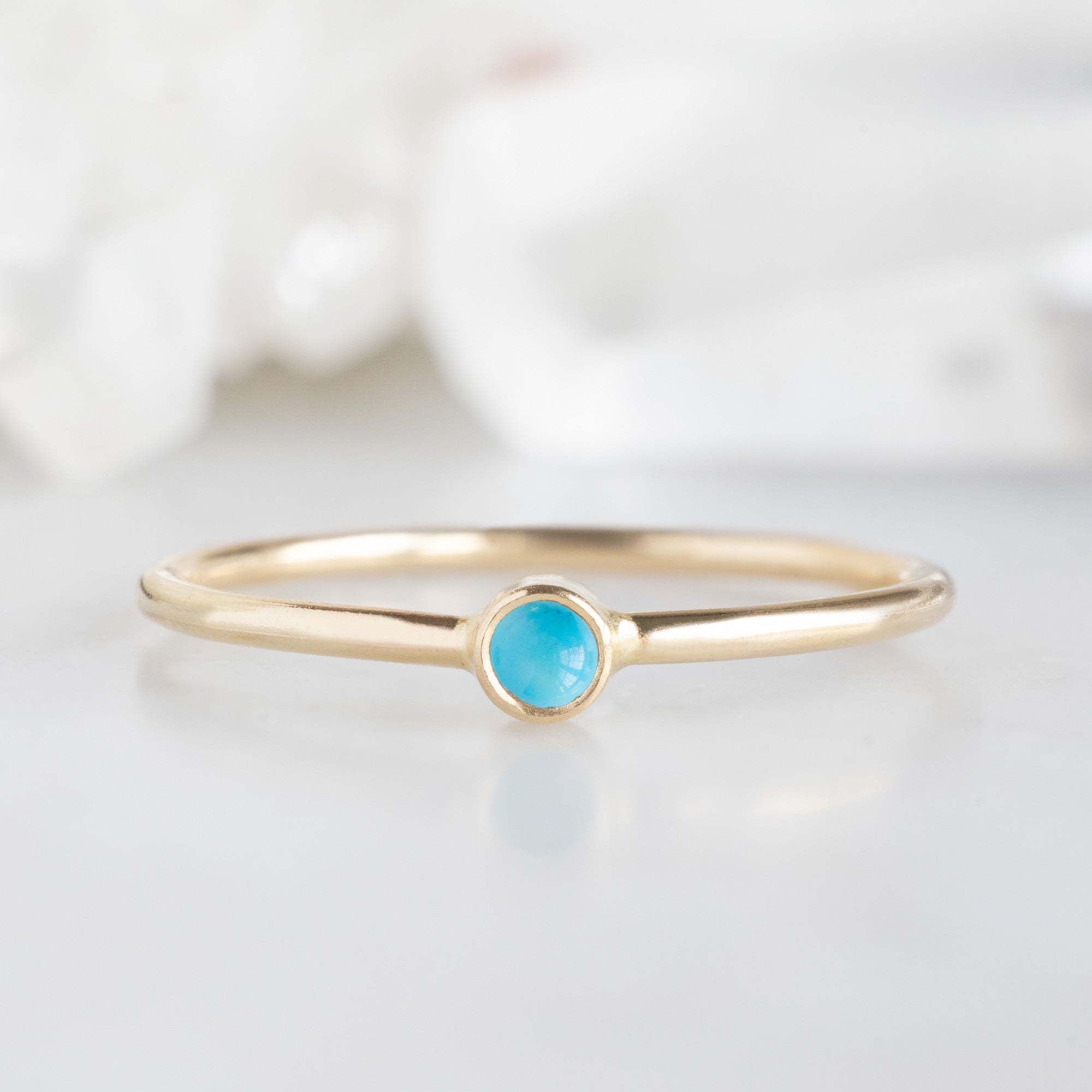 Turquoise Birthstone Stacking Ring | 10K Yellow Gold