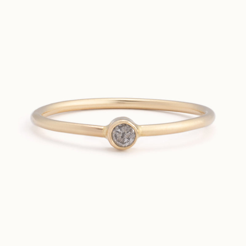 Custom Salt and Pepper Diamond Birthstone Stacking Ring | 10K Yellow Gold