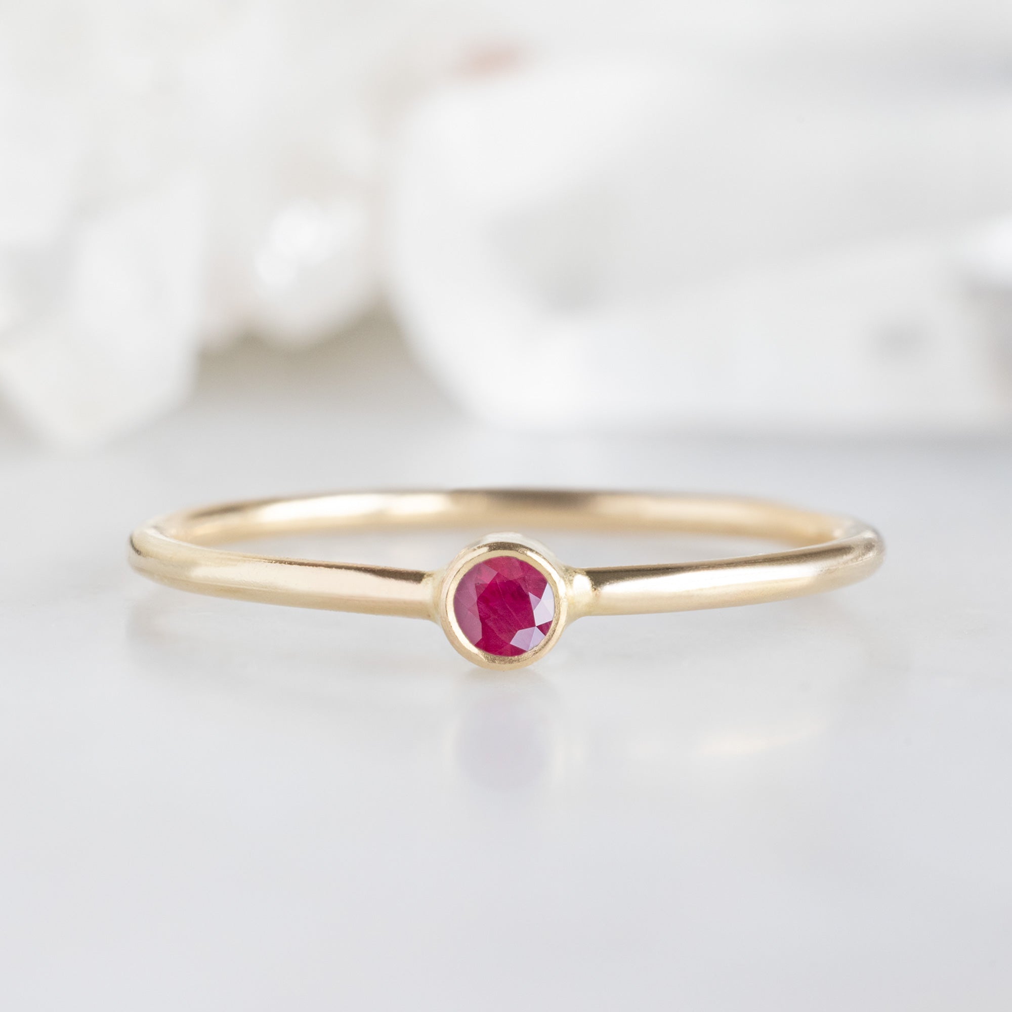 Ruby Birthstone Stacking Ring | 10K Yellow Gold