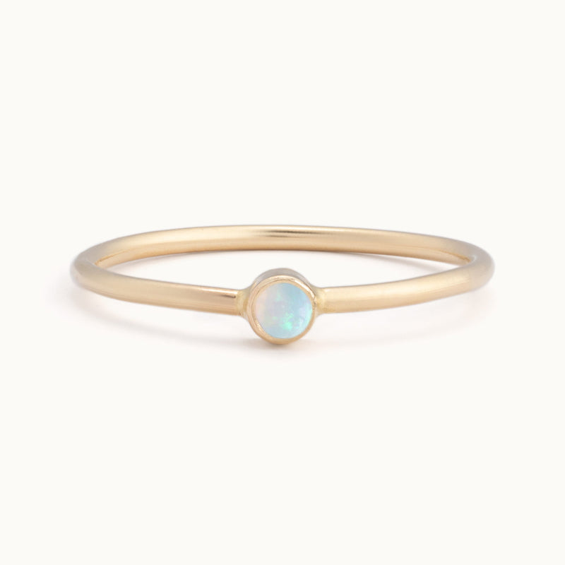 Custom Opal Birthstone Stacking Ring | 10K Yellow Gold