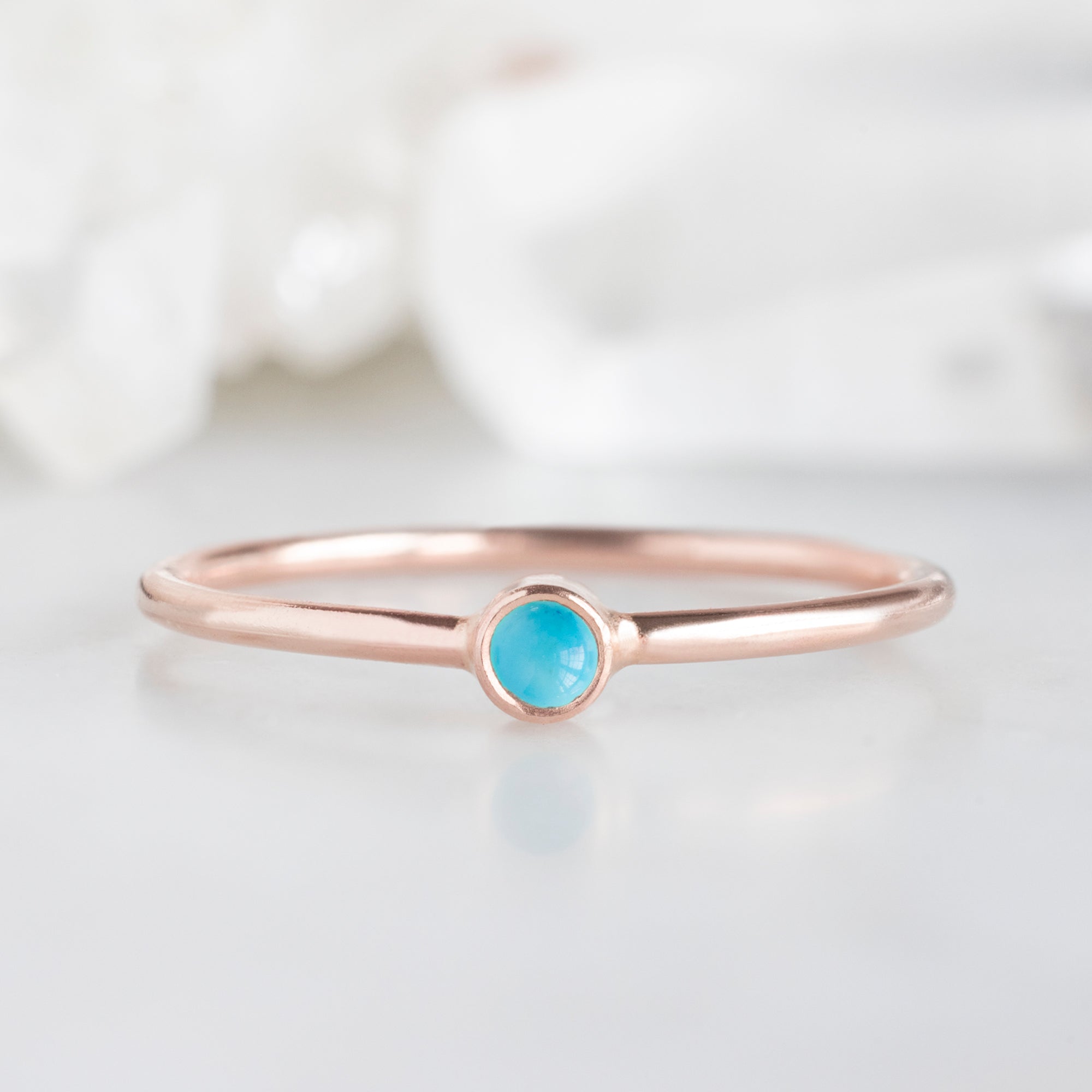 Custom Turquoise Birthstone Stacking Ring | 10K Rose Gold