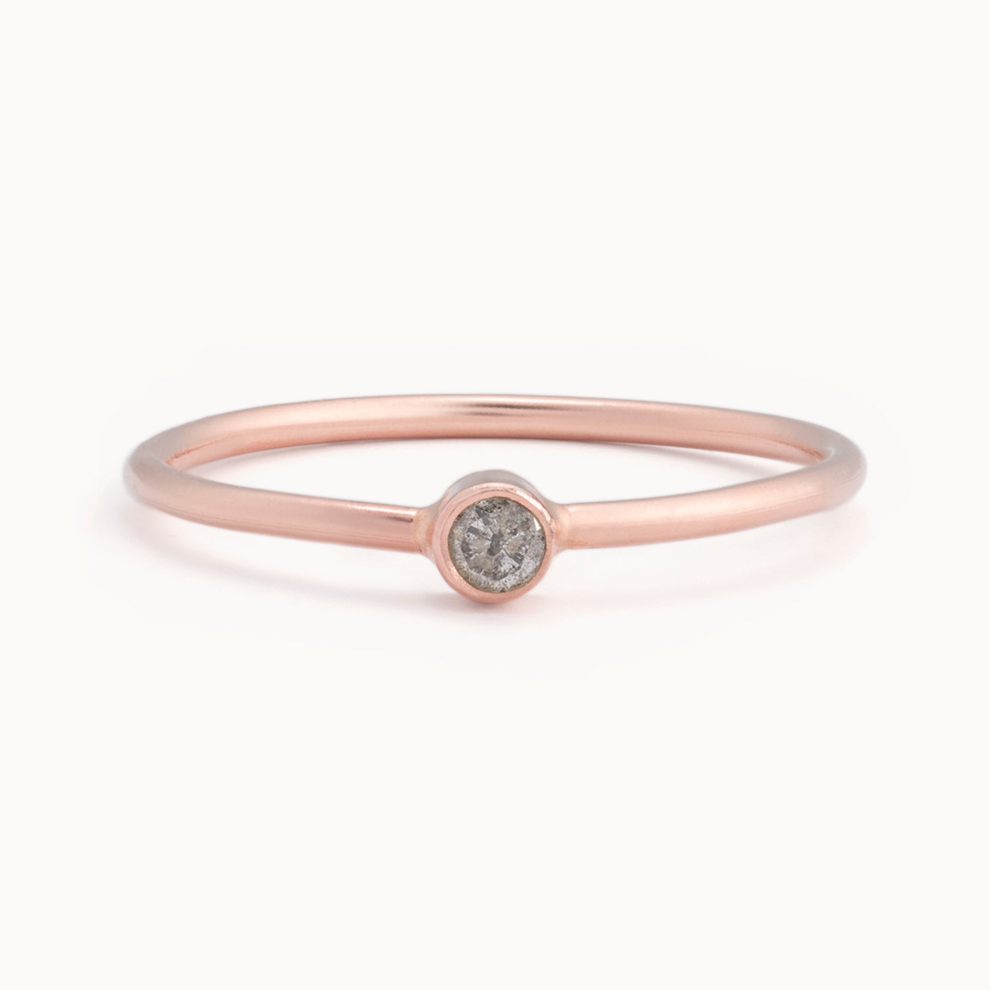 Custom Salt and Pepper Diamond Birthstone Stacking Ring | 10K Rose Gold