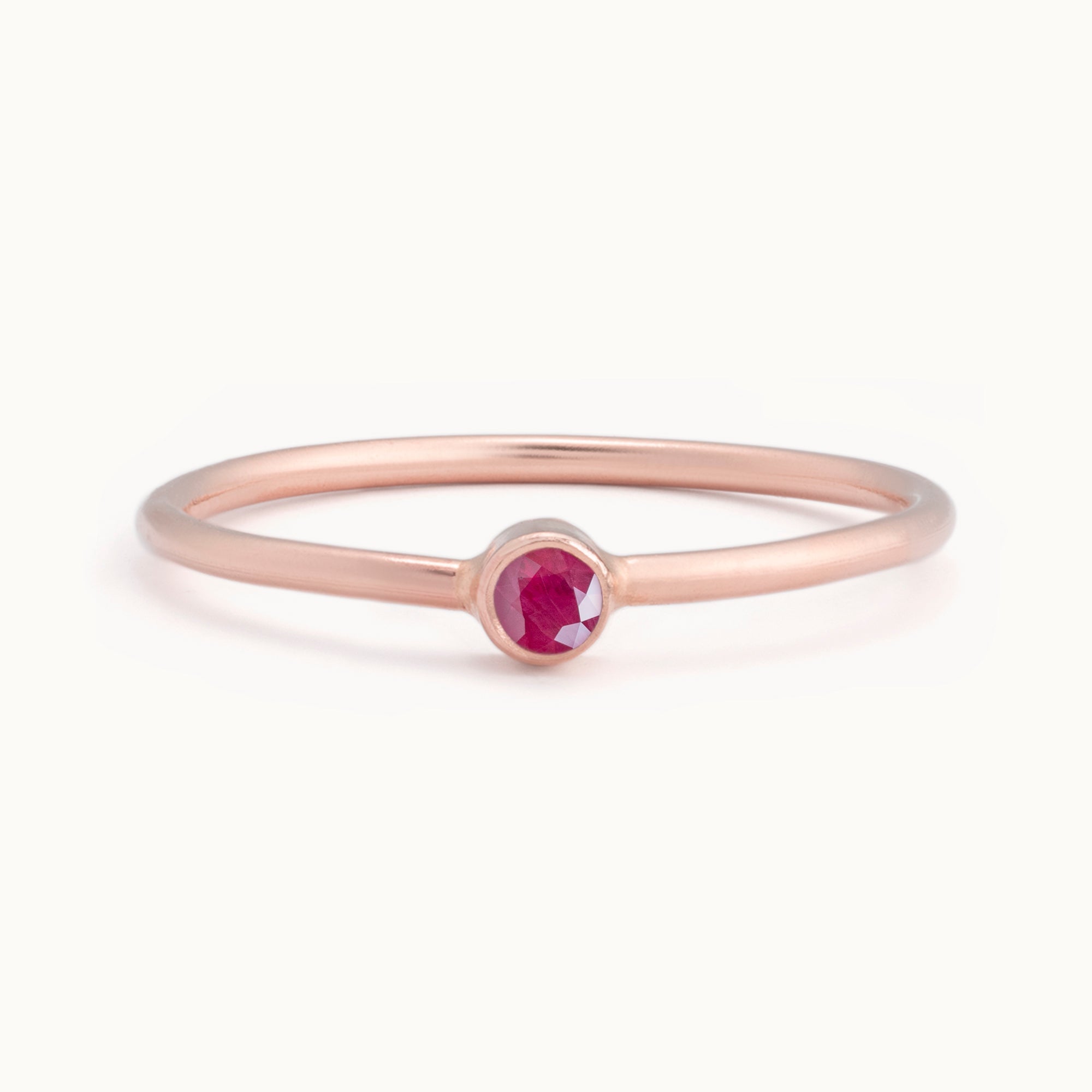 Custom Ruby Birthstone Stacking Ring | 10K Rose Gold