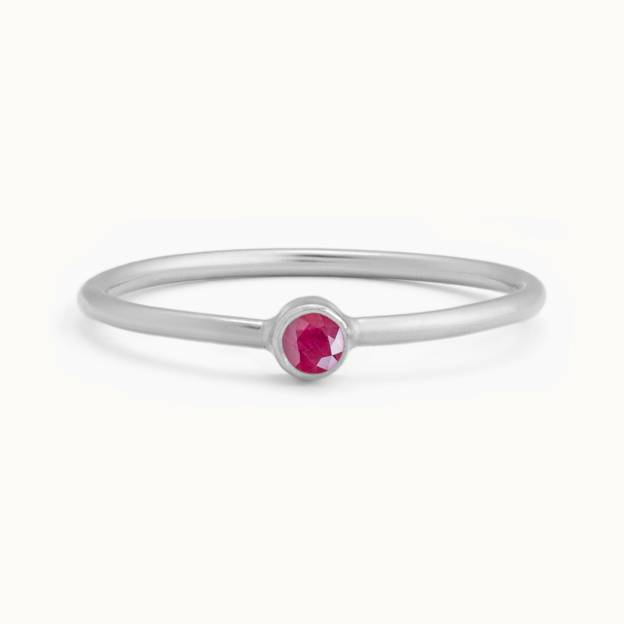 Custom Ruby Birthstone Stacking Ring | 10K White Gold