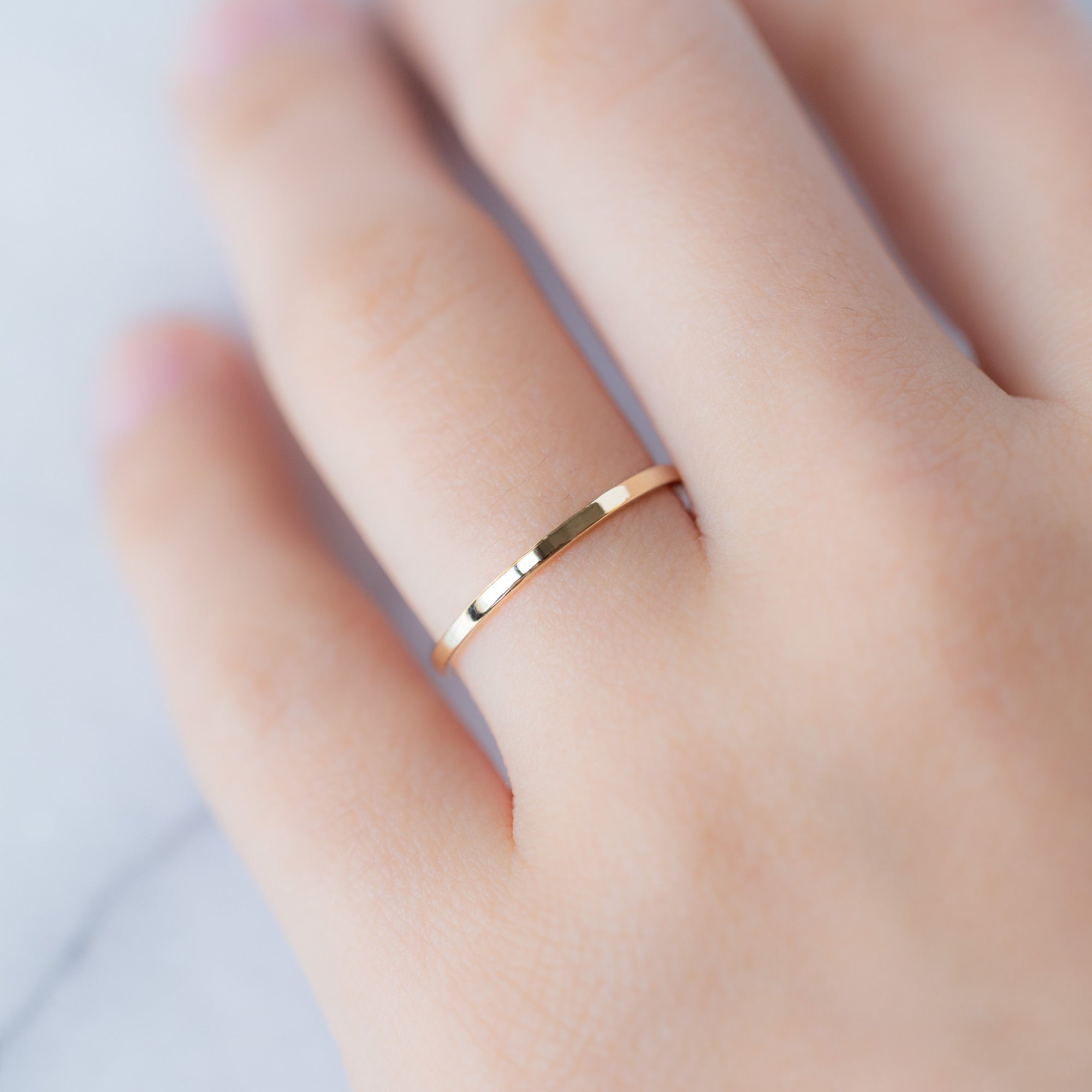 The Gold Stacking Wedding Ring | Smooth Texture in 14K Yellow Gold