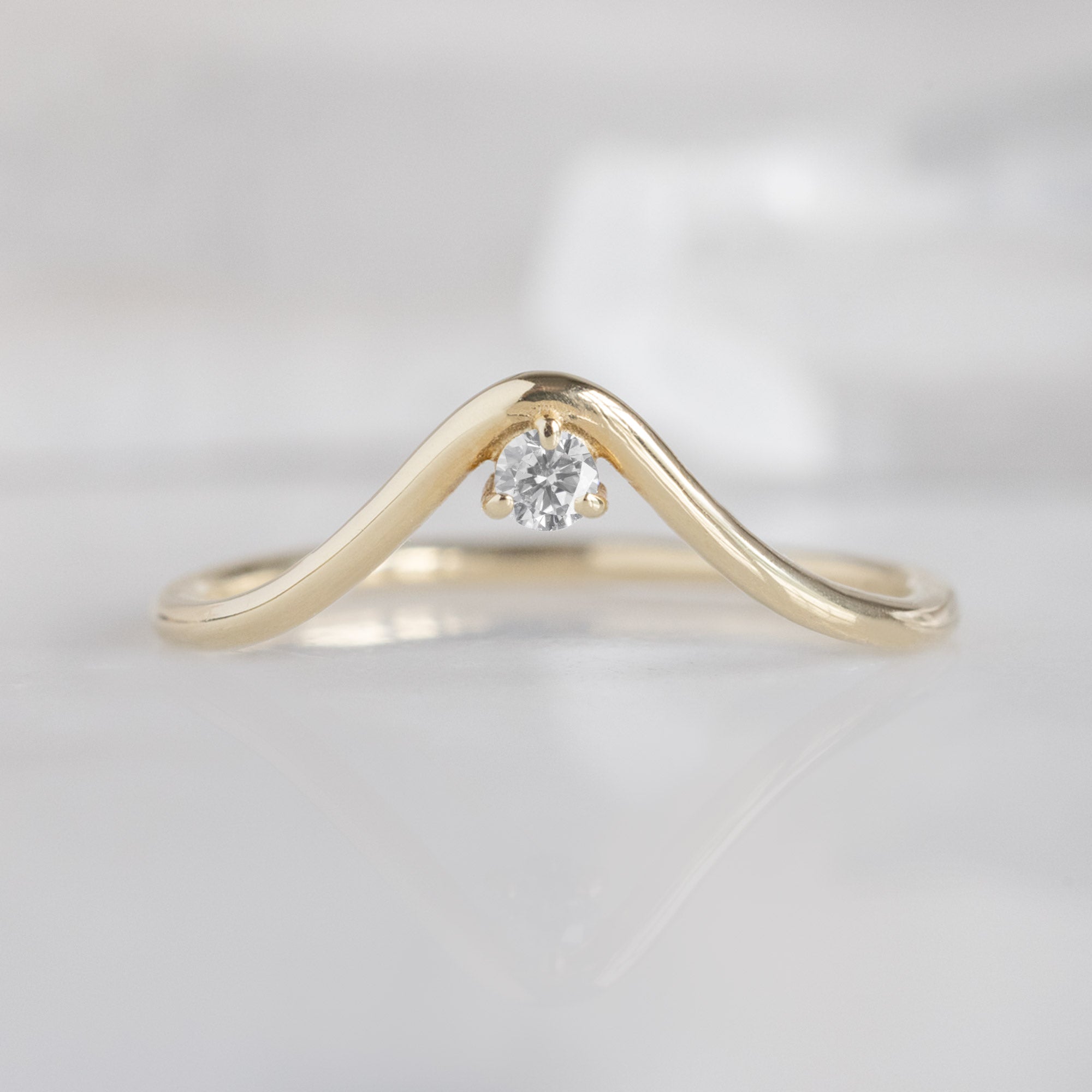 Peak White Diamond Stacking Band | 14K or 18K Yellow Gold