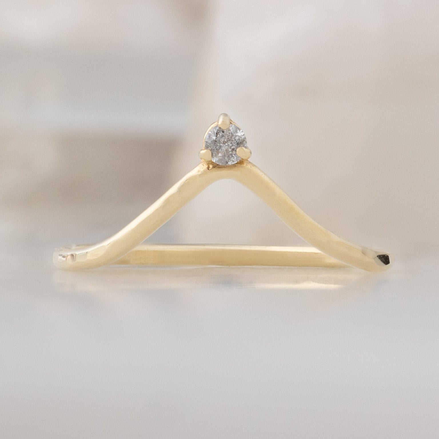 Salt and Pepper Diamond Crown Stacking Band | 14K or 18K Yellow Gold