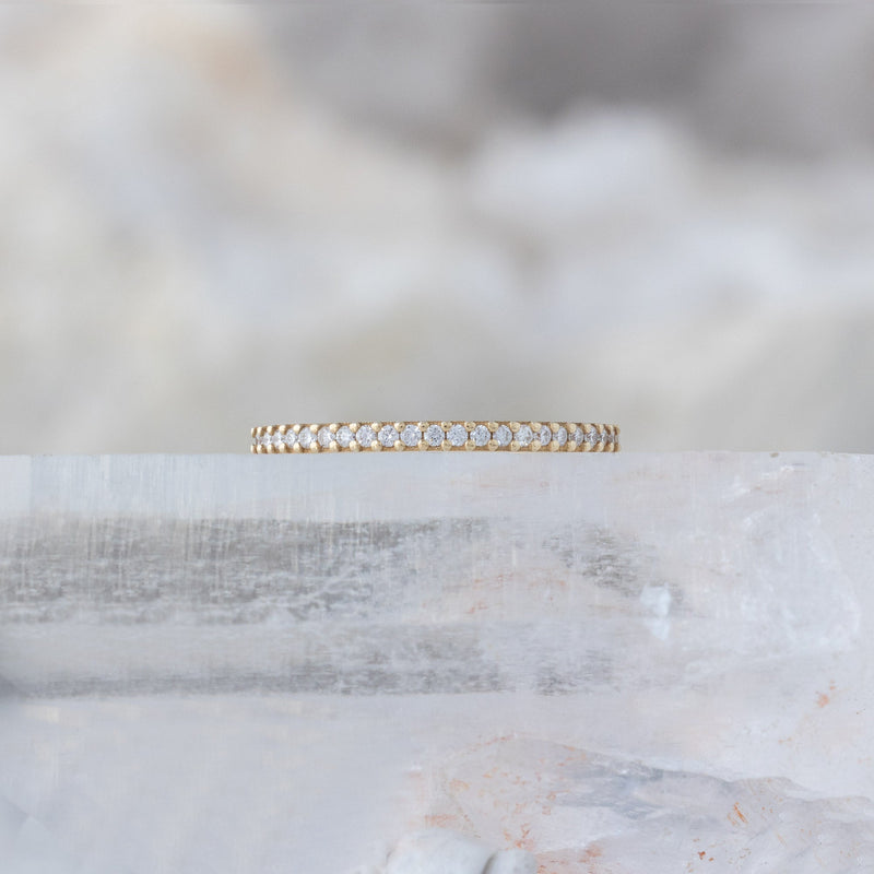 The White Diamond Pavé Wedding Band | 14K or 18K Yellow Gold