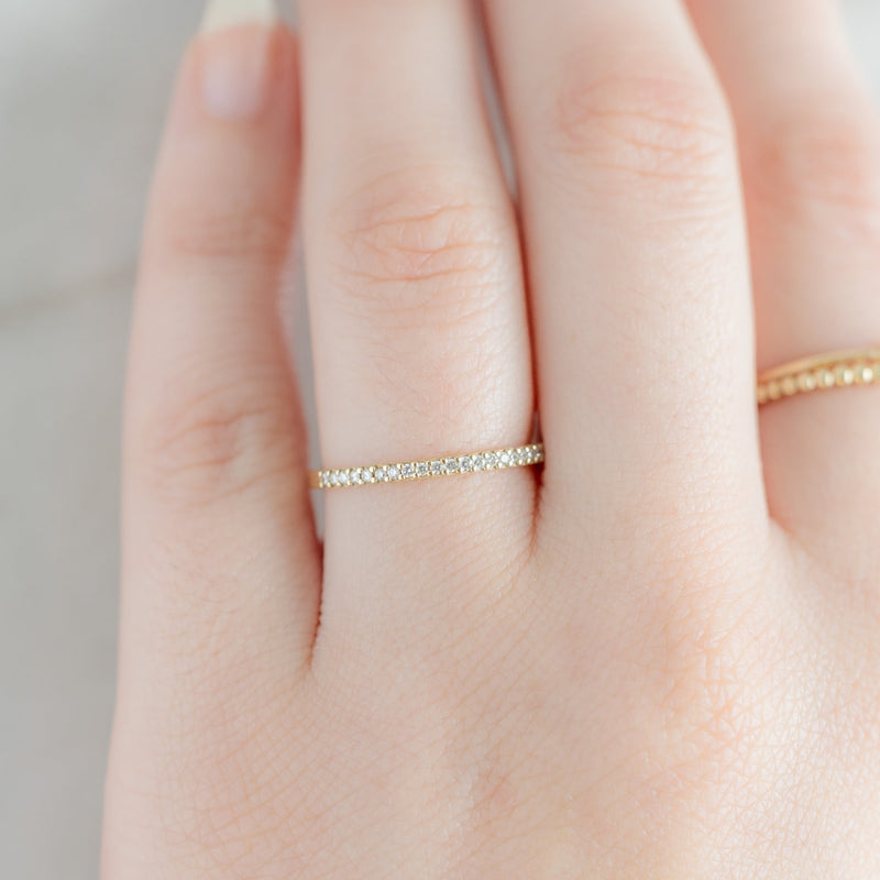 The White Diamond Pavé Wedding Band | 14K or 18K Yellow Gold