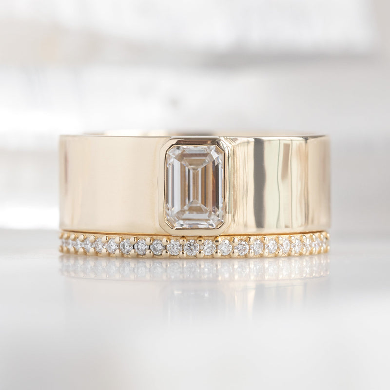 The White Diamond Pavé Wedding Band | 14K or 18K Yellow Gold