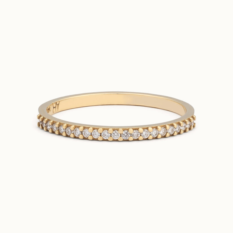 The White Diamond Pavé Wedding Band | 14K or 18K Yellow Gold