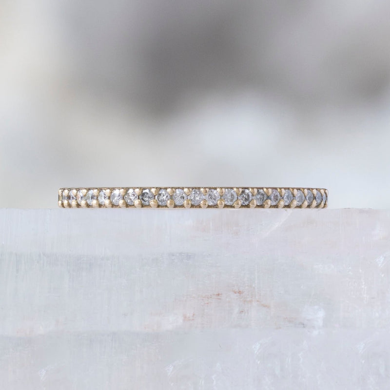 The Salt and Pepper Diamond Pavé Wedding Band | 14K or 18K Yellow Gold