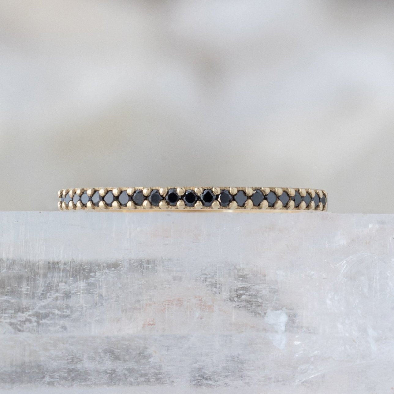 The Black Diamond Pavé Wedding Band | 14K or 18K Yellow Gold