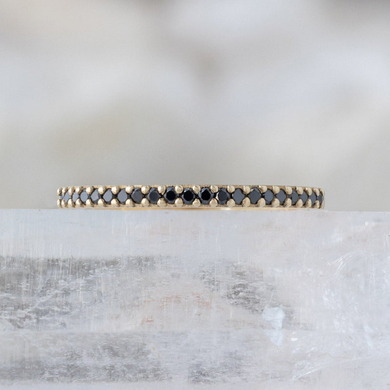 The Black Diamond Pavé Wedding Band | 14K or 18K Yellow Gold