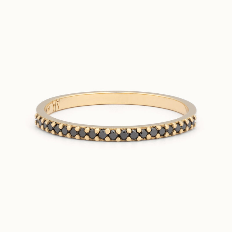 The Black Diamond Pavé Wedding Band | 14K or 18K Yellow Gold