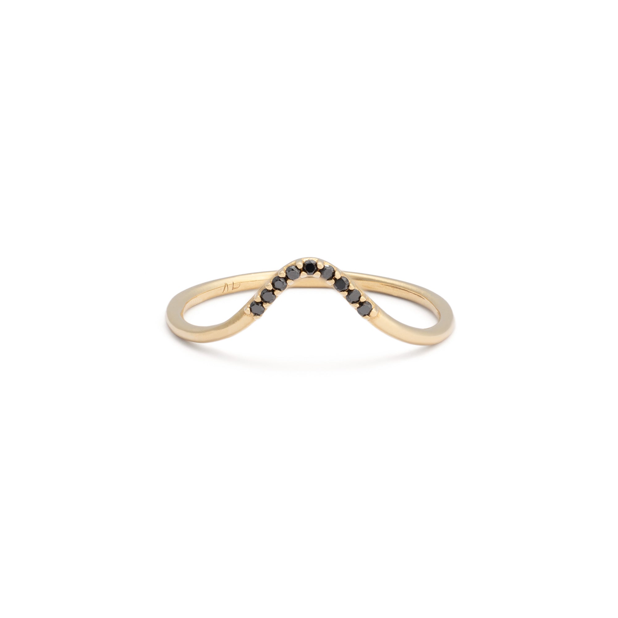 One of a Kind Black Diamond Pavé Peak Stacking Band | 14K or 18K Yellow Gold